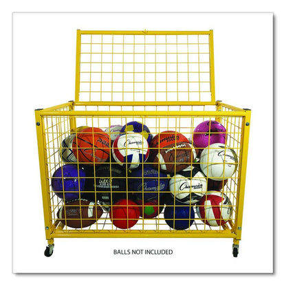 Full Size Lockable Ball Locker, Metal, 132 lb Capacity, 24 x 42 x 29.75, Yellow