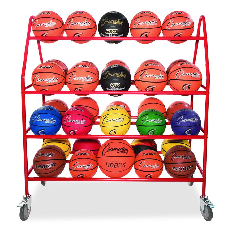 Deluxe Pro Ball Cart, Metal, 176 lb Capacity, 18.5 x 51 x 54, Red