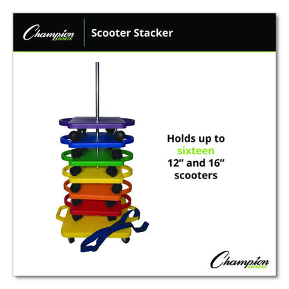 Scooter Stacker, Plastic, 176 lb Capacity, 21 x 16 x 39, Silver/Yellow