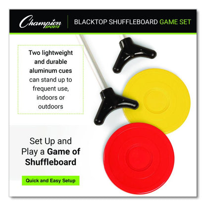 Economy Shuffleboard Set, 15-ft Court, Four 51" Cues, Eight Discs