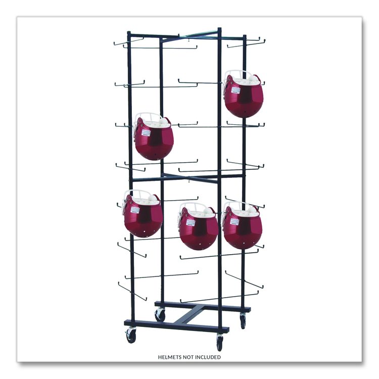 56 Football Helmet Rolling Rack, 26" x 28" x 81", Black