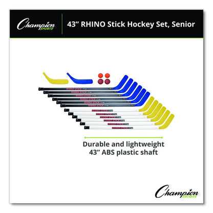 43" Rhino Stick Hockey Set, 12 Sticks/2 Pucks/2 Balls/2 Extra Blades