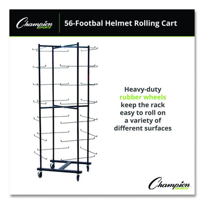 56 Football Helmet Rolling Rack, 26" x 28" x 81", Black