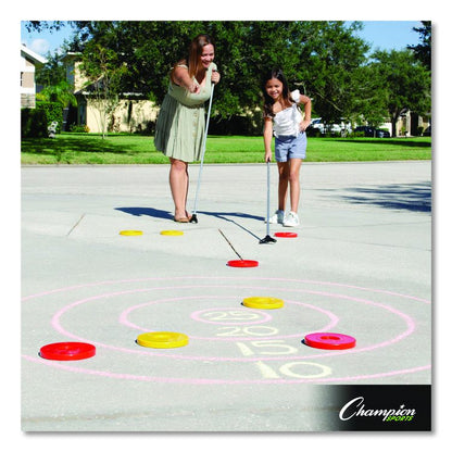 Economy Shuffleboard Set, 15-ft Court, Four 51" Cues, Eight Discs