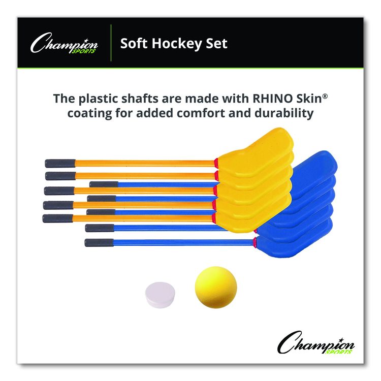 Rhino Soft Hockey Set, 30" Long, (10) Sticks/7" Ball/4" Puck