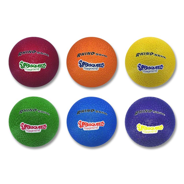 Rhino Skin Super Squeeze Playground Ball Set, 7.5" Diameter, Assorted Colors, 6/Set