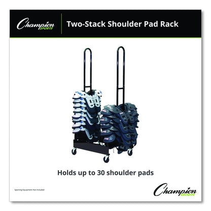 Mobile Two-Stack Shoulder Pad Rack, Metal, 176 lb Capacity, 24" x 30" x 69", Black