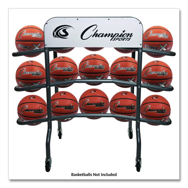 3-Tier Pro Basketball Rack, Metal, 220 lb Capacity, 8 x 60 x 48, Silver