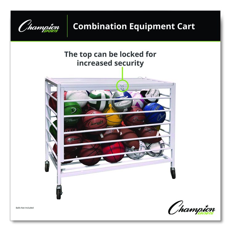 Economy Locking Ball Carrier, Metal, 264 lb Capacity, 23" x 45" x 32", White