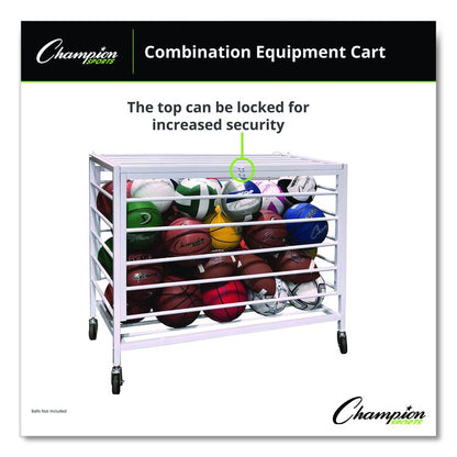 Economy Locking Ball Carrier, Metal, 264 lb Capacity, 23" x 45" x 32", White