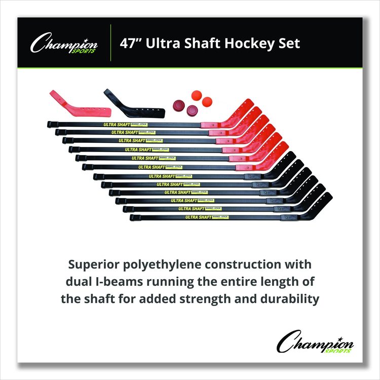 Ultra Shaft Hockey Set, Twelve 47' Hockey Sticks/Two Pucks/Two Balls/Two Extra Blades