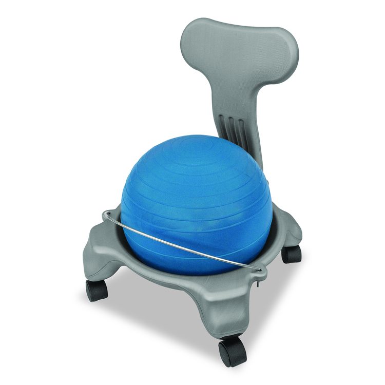 Kid's Ball Chair, Supports Up to 264 lb, 12.5" Seat Height, Blue Seat, Silver Base