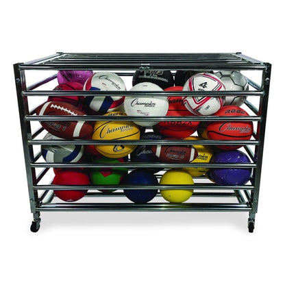 Heavy Duty Lockable Ball Locker, Metal, 132 lb Capacity, 24 x 42 x 30, High-Polish Black