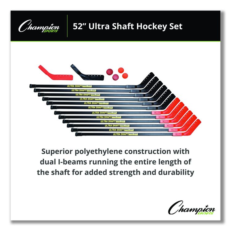 Ultra Shaft Hockey Set, Twelve 52" Hocket Sticks/Two Balls/Two Pucks/Two Extra Blades