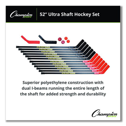 Ultra Shaft Hockey Set, Twelve 52" Hocket Sticks/Two Balls/Two Pucks/Two Extra Blades