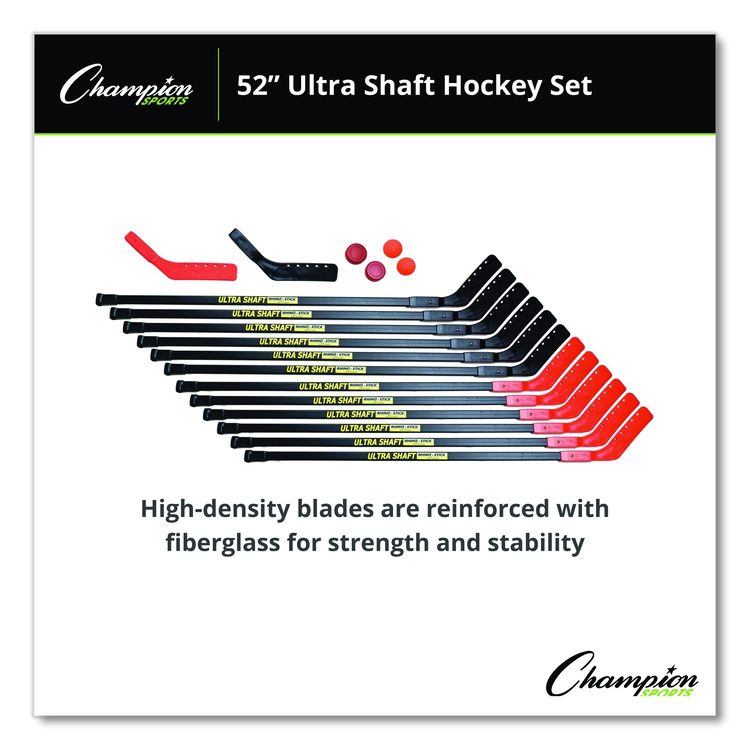 Ultra Shaft Hockey Set, Twelve 52" Hocket Sticks/Two Balls/Two Pucks/Two Extra Blades