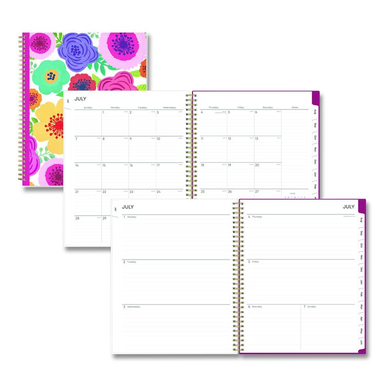 Mahalo Academic Year Create-Your-Own Cover Weekly/Monthly Planner, Floral Artwork, 11 x 8.5, 12-Month (July-June): 2025-2026
