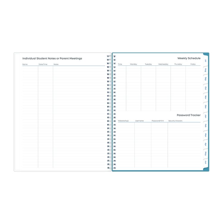 Teacher Dots CYO Cover Weekly/Monthly Lesson Planner, 9 Classes, Multicolor Cover, 11 x 8.5, 12-Month (July-June), 2025-2026