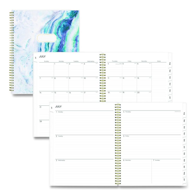 Gemma Academic Year Weekly/Monthly Planner, Geode Artwork, 11 x 8.5, Blue/Purple Cover, 12-Month (July to June): 2025 to 2026