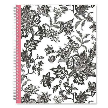 Analeis Create-Your-Own Cover Weekly/Monthly Planner, Floral, 11 x 8.5, White/Black/Coral, 12-Month (July to June): 2025-2026