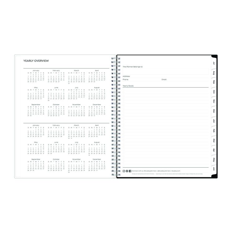 Analeis Create-Your-Own Cover Weekly/Monthly Planner, Floral, 11 x 8.5, White/Black/Coral, 12-Month (July to June): 2025-2026