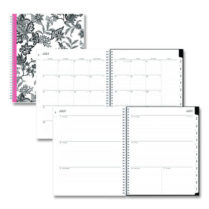 Analeis Create-Your-Own Cover Weekly/Monthly Planner, Floral, 11 x 8.5, White/Black/Coral, 12-Month (July to June): 2025-2026
