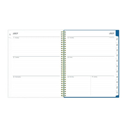 Bakah Blue Academic Year Weekly/Monthly Planner, Floral Artwork, 11 x 8.5, Blue/White Cover, 12-Month (July-June): 2025-2026