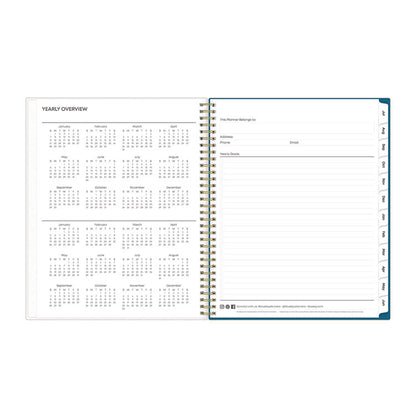 Bakah Blue Academic Year Weekly/Monthly Planner, Floral Artwork, 11 x 8.5, Blue/White Cover, 12-Month (July-June): 2025-2026