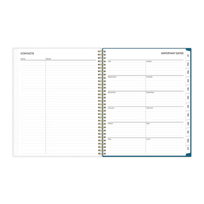 Bakah Blue Academic Year Weekly/Monthly Planner, Floral Artwork, 11 x 8.5, Blue/White Cover, 12-Month (July-June): 2025-2026