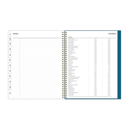Bakah Blue Academic Year Weekly/Monthly Planner, Floral Artwork, 11 x 8.5, Blue/White Cover, 12-Month (July-June): 2025-2026