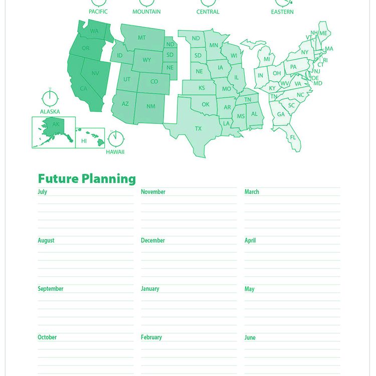 100% Recycled MonoBright Monthly/Weekly Planner, 11 x 8.5, Green/Gold Cover, 12-Month (July to June): 2025 to 2026