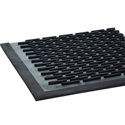 Crown-Tred Indoor/Outdoor Scraper Mat, Black Loop-Twist Ribbed Rubber Surface, 35.5" x 59.5"