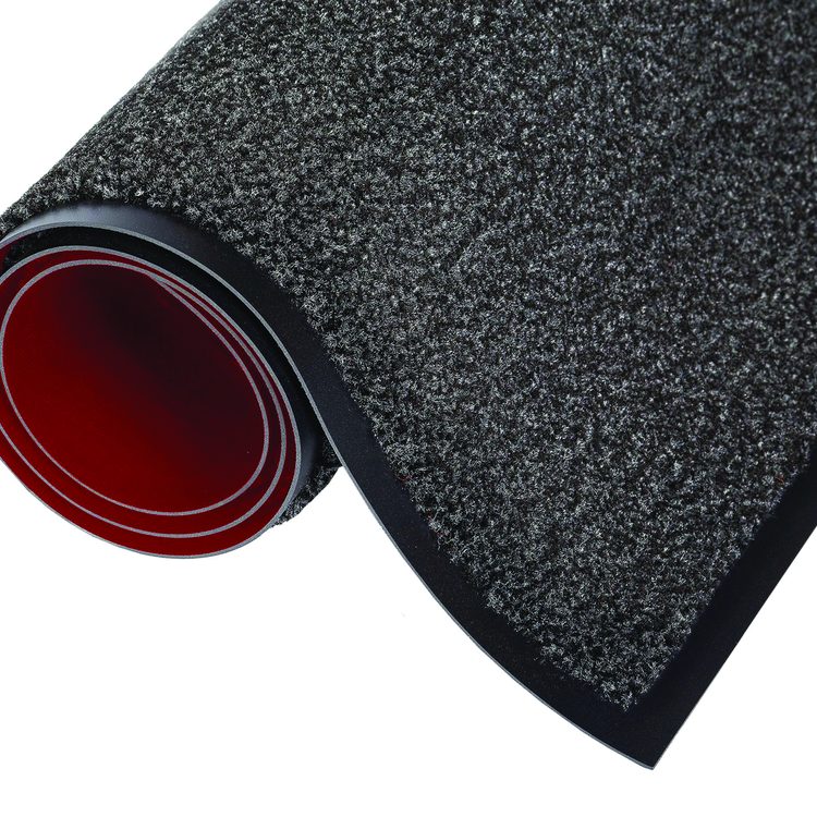 Dust-Star Microfiber Wiper Mat, Rectangular, Charcoal Gray Carpeted Surface, 36" x 10 ft