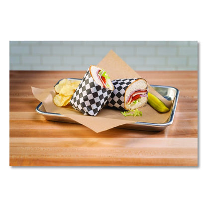 Grease-Resistant Food Wrap, 12 x 12, Black Check, 5,000/Carton