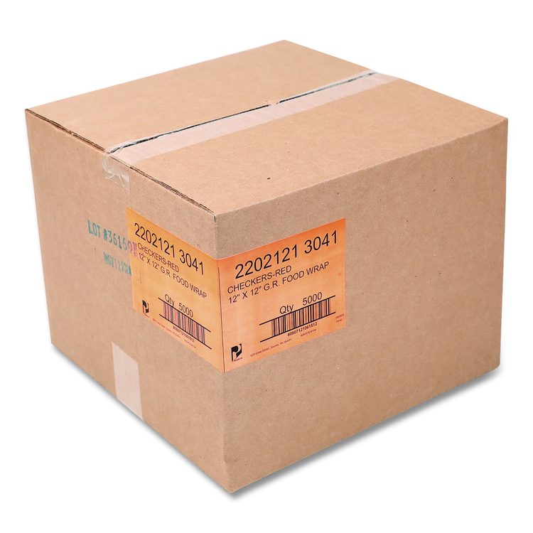 Grease-Resistant Food Wrap, 12 x 12, Red Check, 5,000/Carton