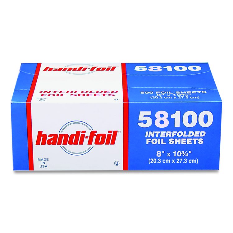 Interfolded Foil Sheets, 55 Gauge, 8 x 10.75, 500/Box, 6 Boxes/Carton