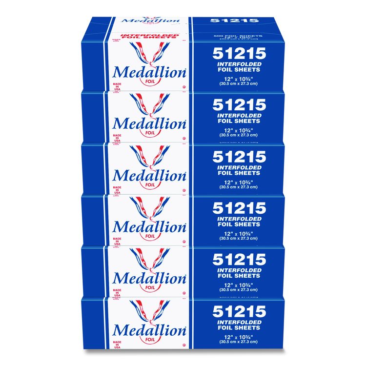 Medallion Interfolded Foil Sheets, 12 x 10.75, 500/Box, 6 Boxes/Carton