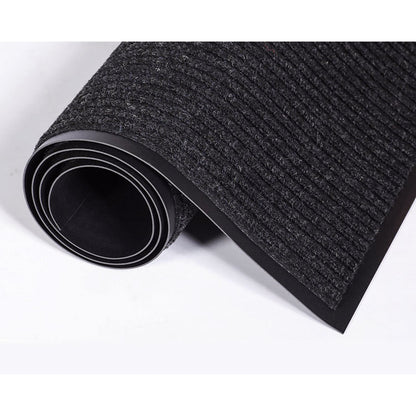 Needle-Rib Wiper/Scraper Mat, Rectangular, Charcoal Gray Ribbed Surface, 36" x 10 ft