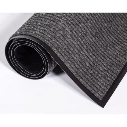 Needle-Rib Wiper/Scraper Mat, Rectangular, Gray Ribbed Surface, 36" x 10 ft
