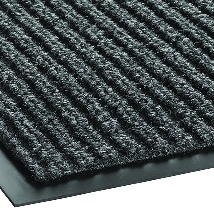 Needle-Rib Wiper/Scraper Mat, Rectangular, Gray Ribbed Surface, 36" x 10 ft