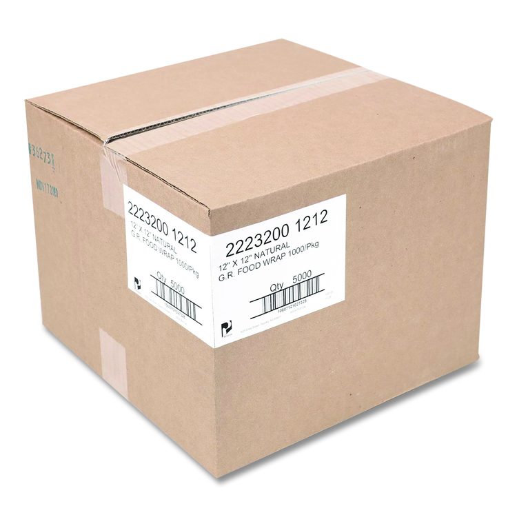 Grease-Resistant Food Wrap, 12 x 12, Natural, 5,000/Carton