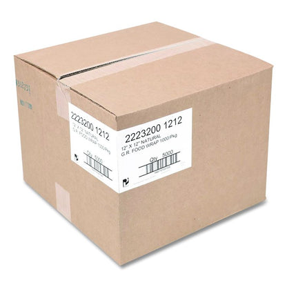 Grease-Resistant Food Wrap, 12 x 12, Natural, 5,000/Carton
