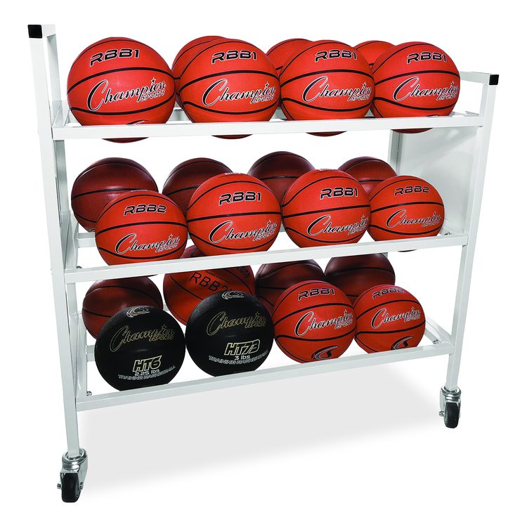 Double Wide Cart, Fits Approximately 24 Balls, Metal, 20" x 42" x 44", White