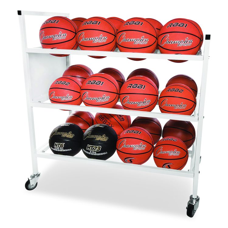 Double Wide Cart, Fits Approximately 24 Balls, Metal, 20" x 42" x 44", White