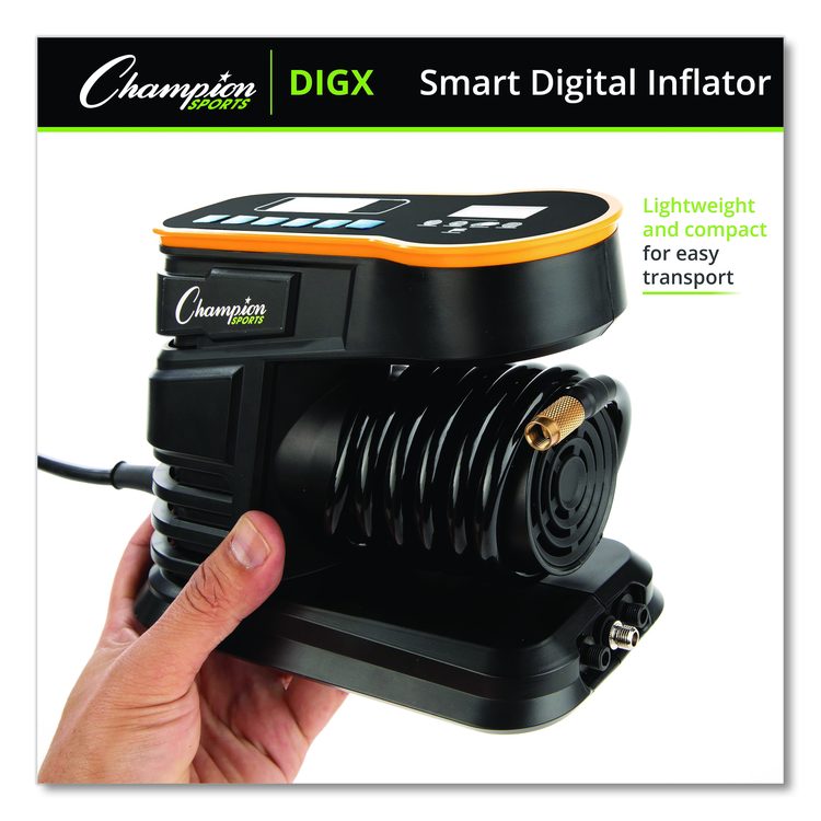 Champion Sports Digital Electronic Inflator, 0.78 cu ft/min, 30 psi, 70" Cord