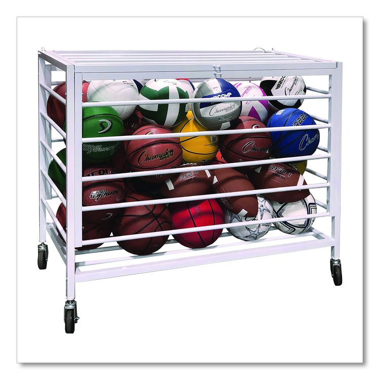 Economy Locking Ball Carrier, Metal, 264 lb Capacity, 23" x 45" x 32", White
