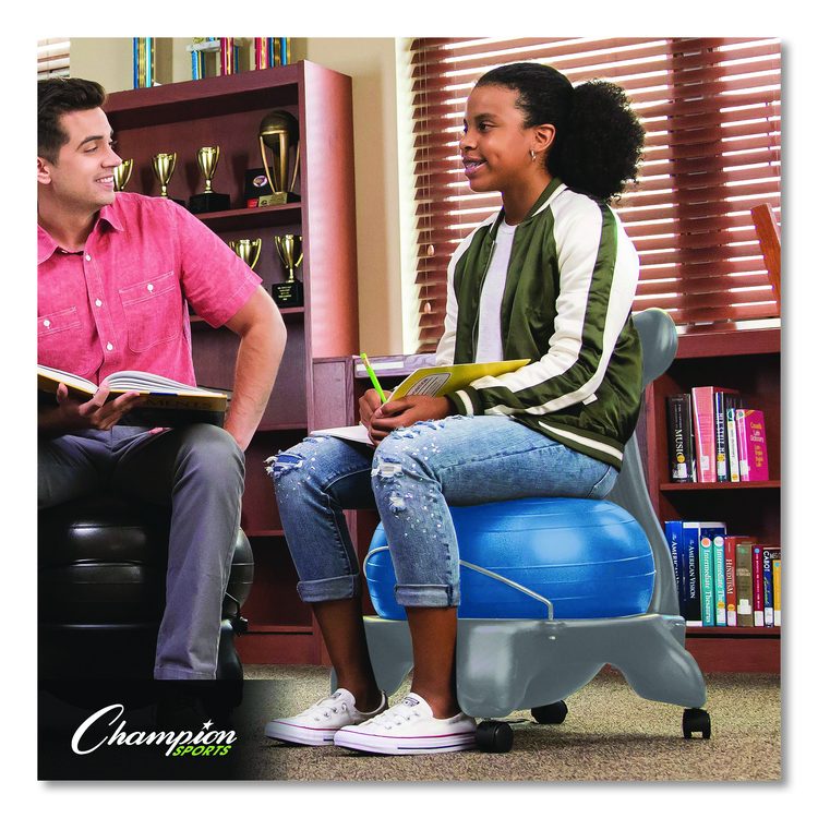 Kid's Ball Chair, Supports Up to 264 lb, 12.5" Seat Height, Blue Seat, Silver Base