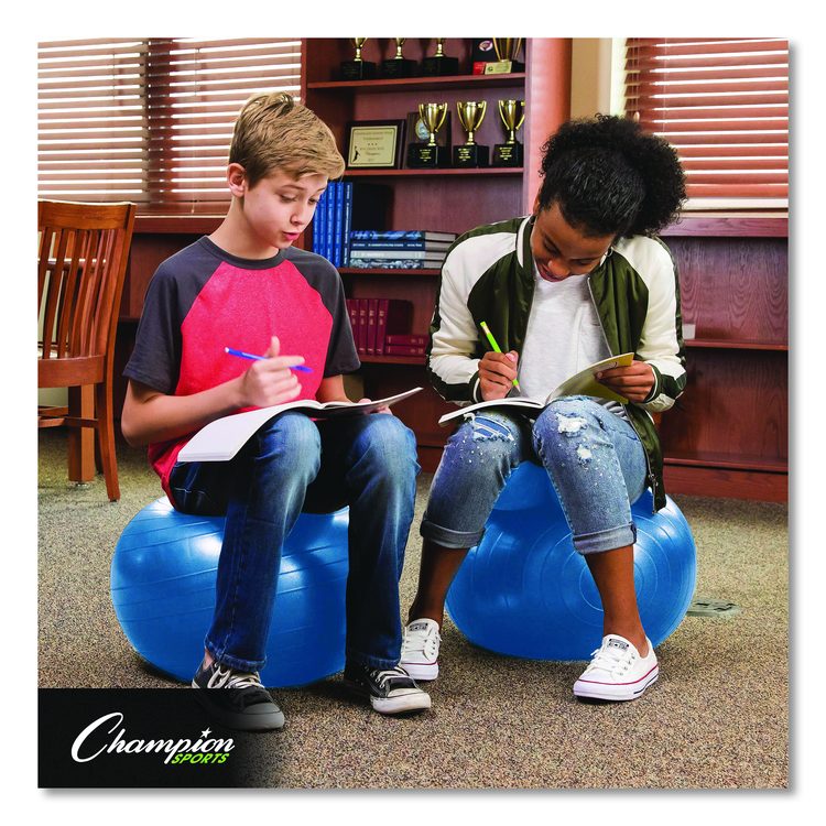 Kid's Ball Chair, Supports Up to 264 lb, 12.5" Seat Height, Blue Seat, Silver Base