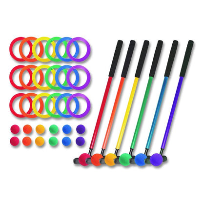 Mini Golf Set, 12 Balls/6 Putters/18 Rings/3 Target Holes