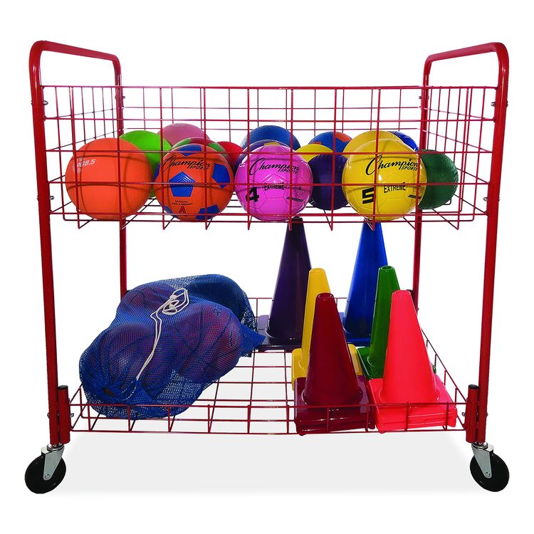 Back Ease Storage Cart, Metal, 176 lb Capacity, 30 x 43 x 45, Red